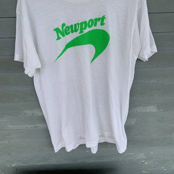 Screen Stars Mens Vintage 80's Cigarettes Newport Short Sleeve T-Shirt White XL - Picture 2 of 3